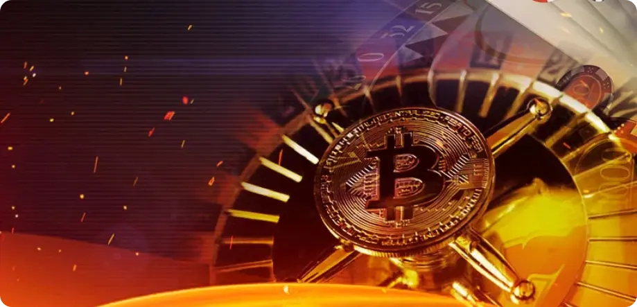 bitcoin sign on a roulette wheel